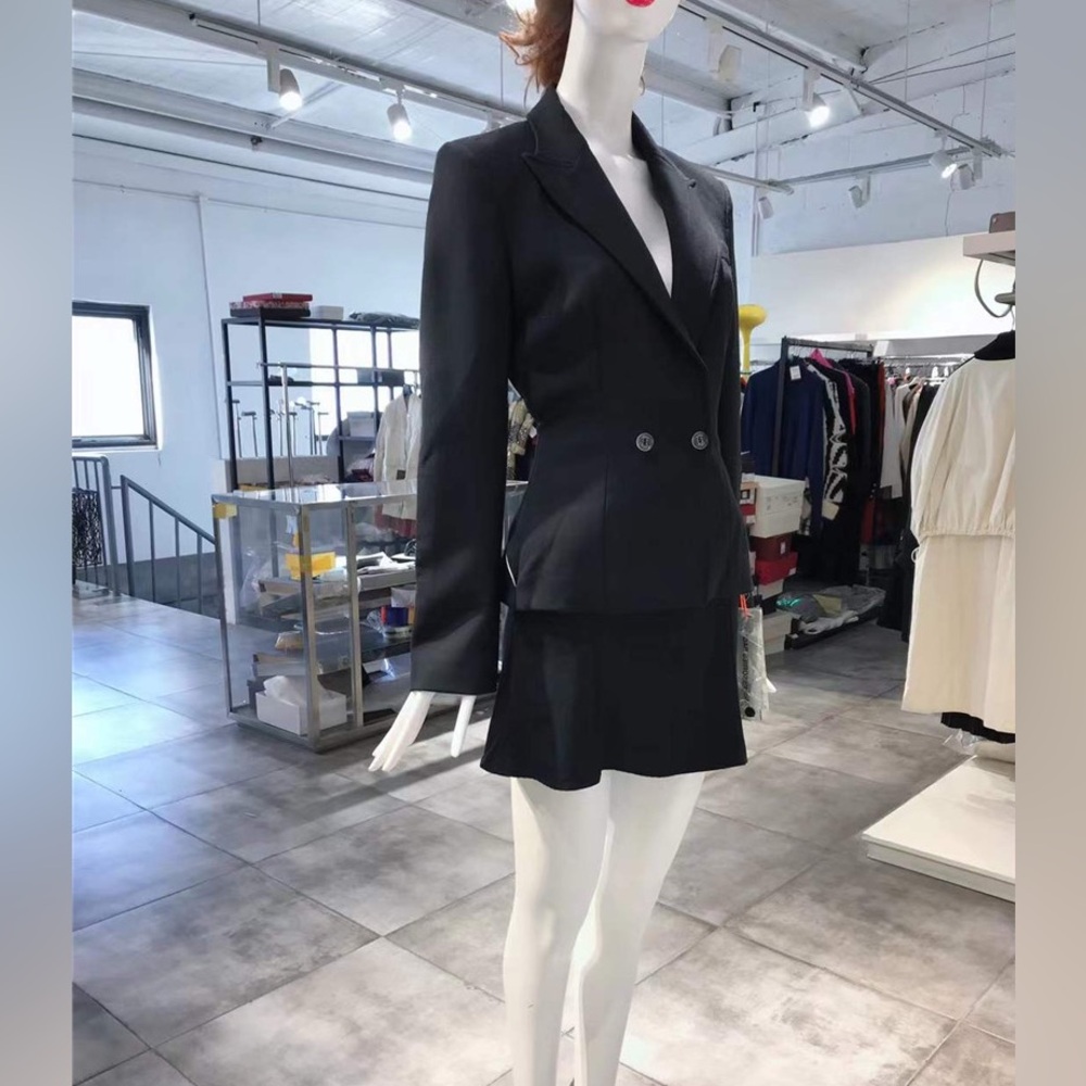 US 6 Off-White Black Wool Blazer NWT